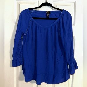 INC blue peplum top Large